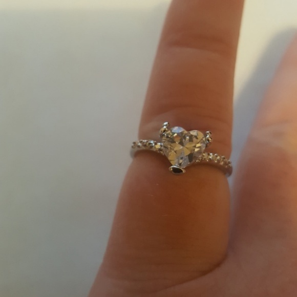 Heart Diamond Promise Ring Silver Gift size 5.5 - Picture 6 of 8